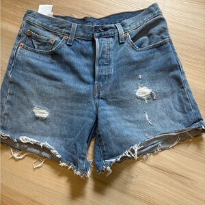 Levi's Blue Distressed Jean Shorts